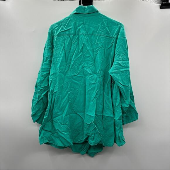 Soft Surroundings Washed Tencel Asymmetric Button Roll Tab Sleeve Tunic Top Sz L - Picture 5 of 9